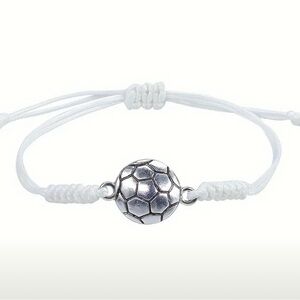 NWT white silver unisex adjustable soccer bracelet